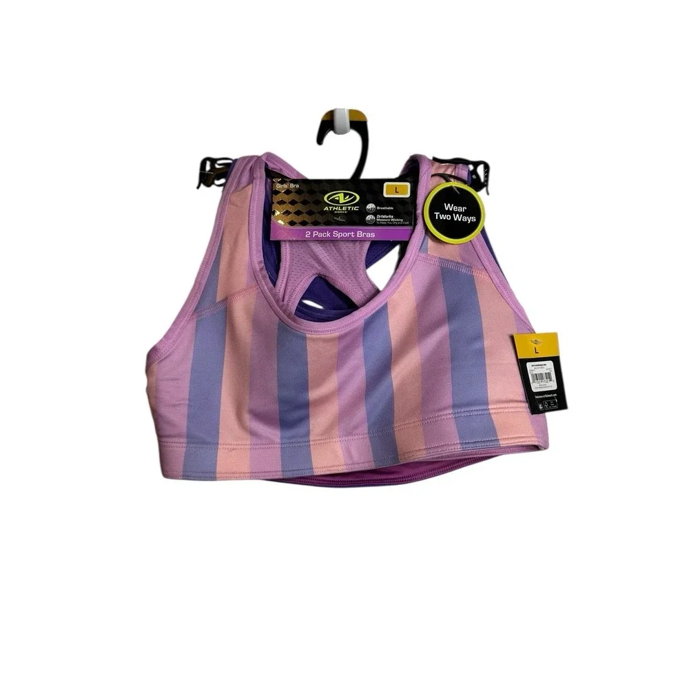 athletic‎ works girls 2 pack sports bras pink & purple size large